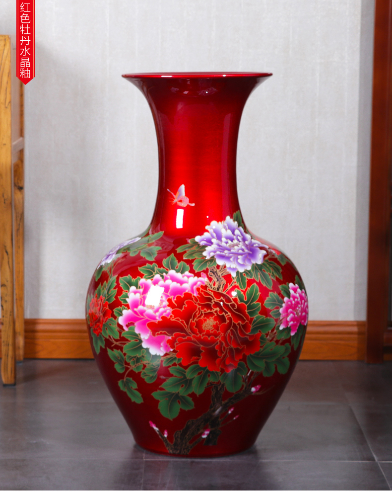 Jingdezhen ceramics high ground vase large crystal glaze bottle of modern home decoration villa decoration furnishing articles