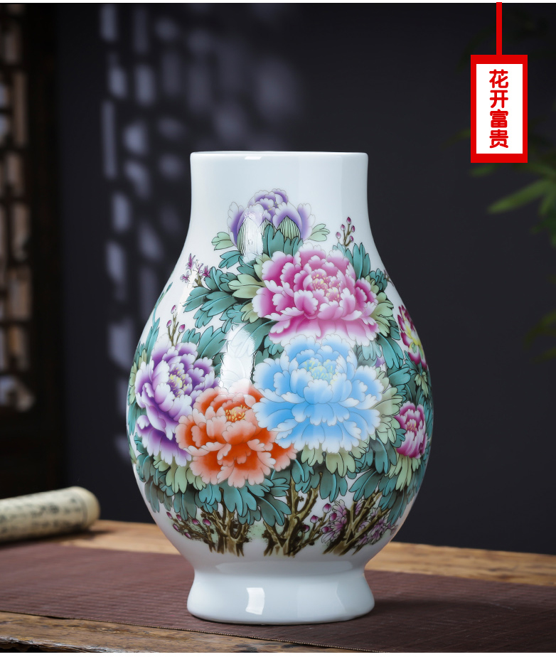 Jingdezhen ceramics pastel landscape painting big lucky bamboo vase planting place, sitting room of Chinese style household ornaments