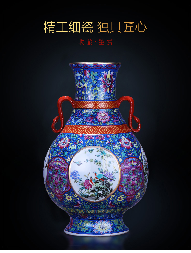 Jingdezhen ceramics archaize ears vase flower arranging furnishing articles sitting room of Chinese style restoring ancient ways home TV ark, adornment