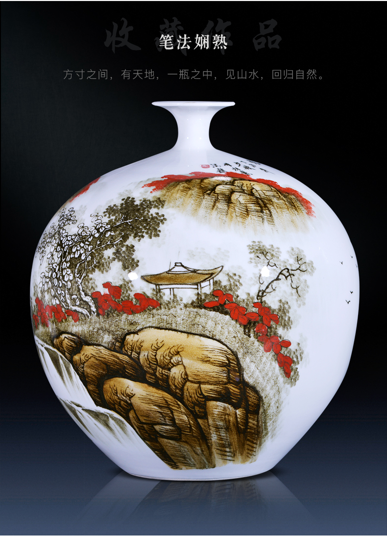 Jingdezhen ceramics glaze color hand - made under ground vase pomegranate bottles of large landscape bottle Chinese style living room furnishing articles