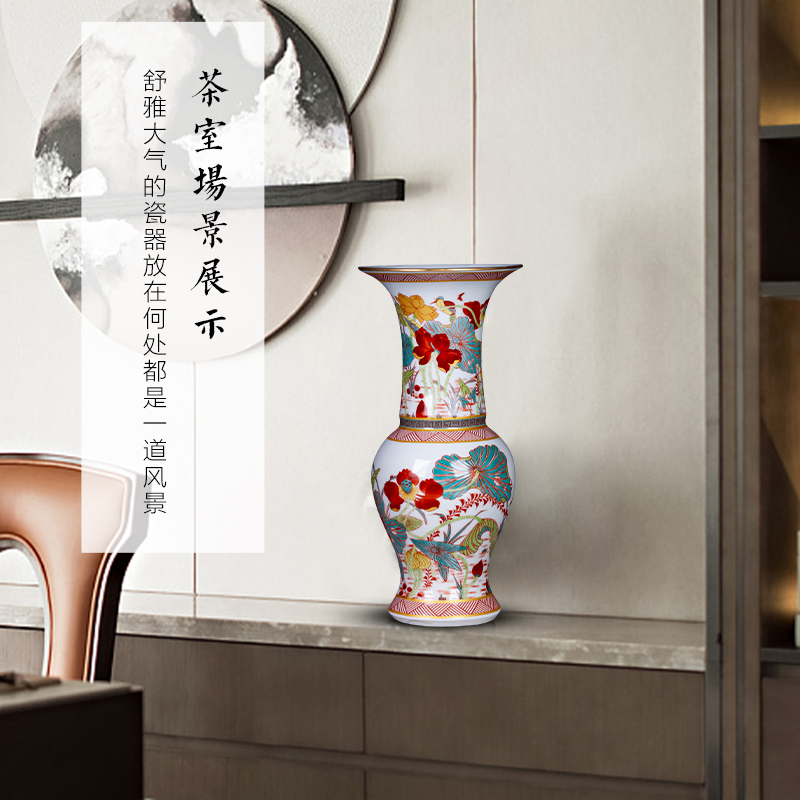 Jingdezhen ceramics colored enamel archaize floret bottle new sitting room porch decoration of Chinese style household furnishing articles furnishing articles