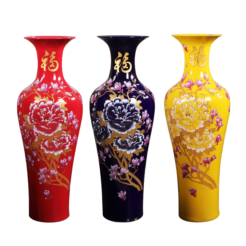 Jingdezhen ceramics China red high sitting room of large vases, large TV ark, villa decorations furnishing articles