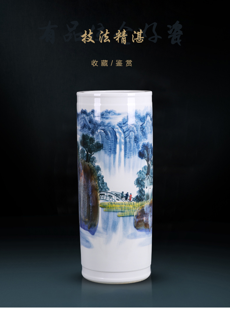 Jingdezhen ceramics landing a large vase furnishing articles hand - made straight bottle creative Chinese style home sitting room adornment