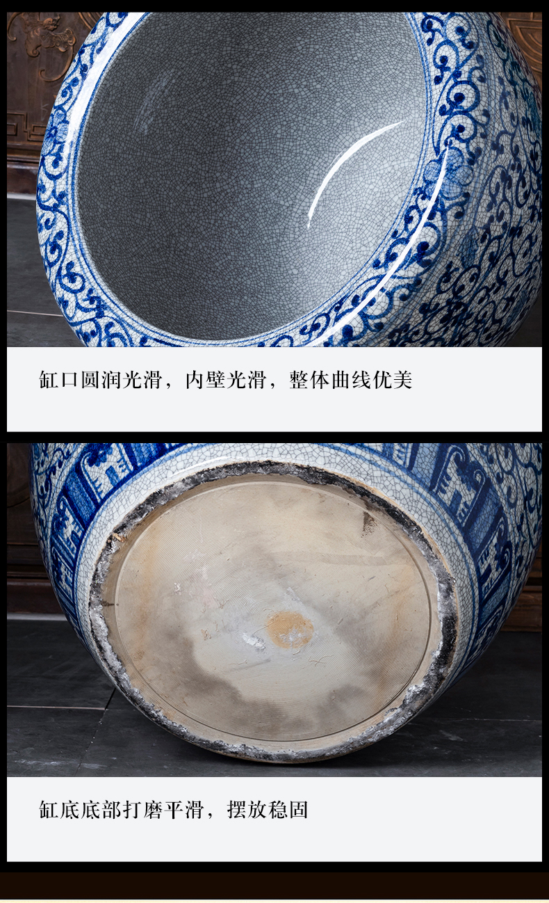 Blue and white porcelain of jingdezhen ceramics antique hand - made large aquarium calligraphy and painting scroll to receive the sitting room of Chinese style household furnishing articles