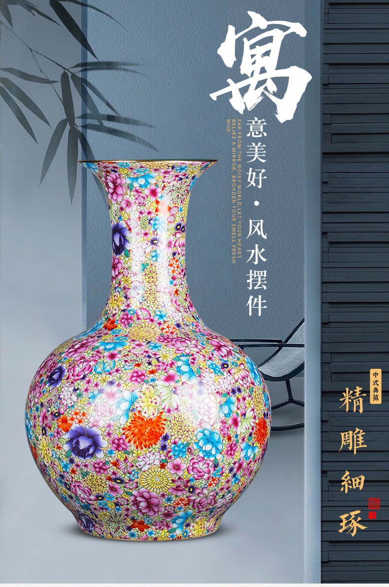 Jingdezhen ceramics colored enamel vase landing a large sitting room flower arranging European household act the role ofing is tasted furnishing articles TV ark