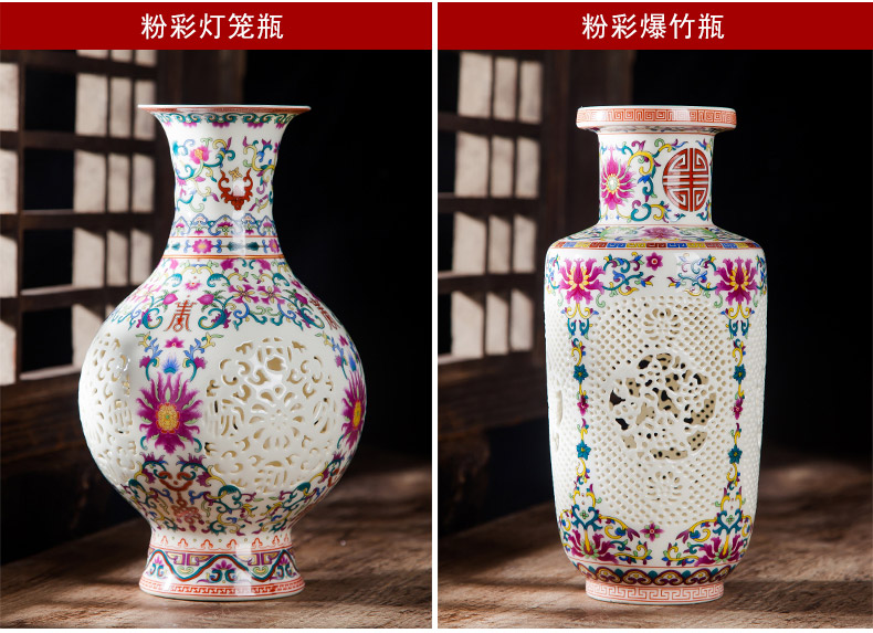 Jingdezhen ceramics vase furnishing articles creative hollow out blue and white porcelain flower arranging home wine ark of I sitting room adornment