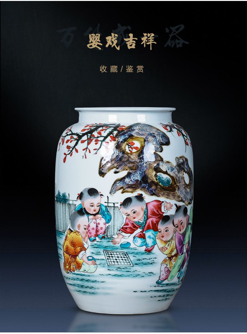 Jingdezhen porcelain ceramic hand - made up vase furnishing articles new living room TV cabinet decoration of Chinese style household porcelain