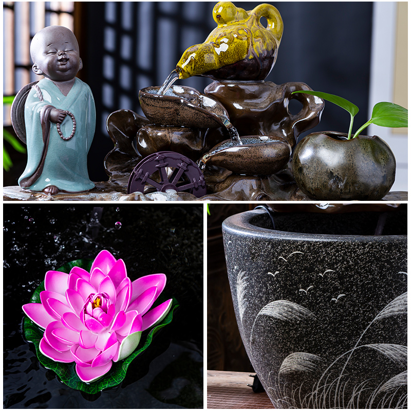 Jingdezhen ceramics aquarium zen water fountain large landing place, a new Chinese style household club house decoration