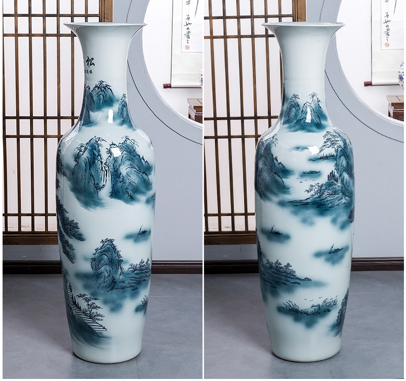 Blue and white porcelain of jingdezhen ceramics color ink of large vase home sitting room hotel adornment king furnishing articles