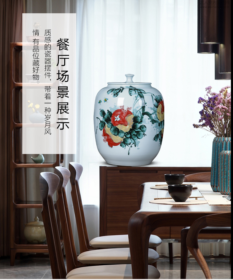 Jingdezhen porcelain ceramic hand - made caddy fixings large seal tank puer tea cake tin barrel with cover pot