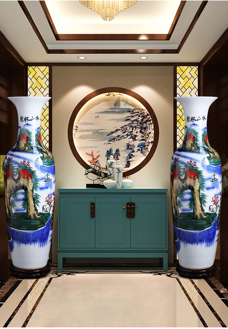 Jingdezhen ceramics hand - made splendid sunvo large ground of blue and white porcelain vase sitting room adornment is placed hotel