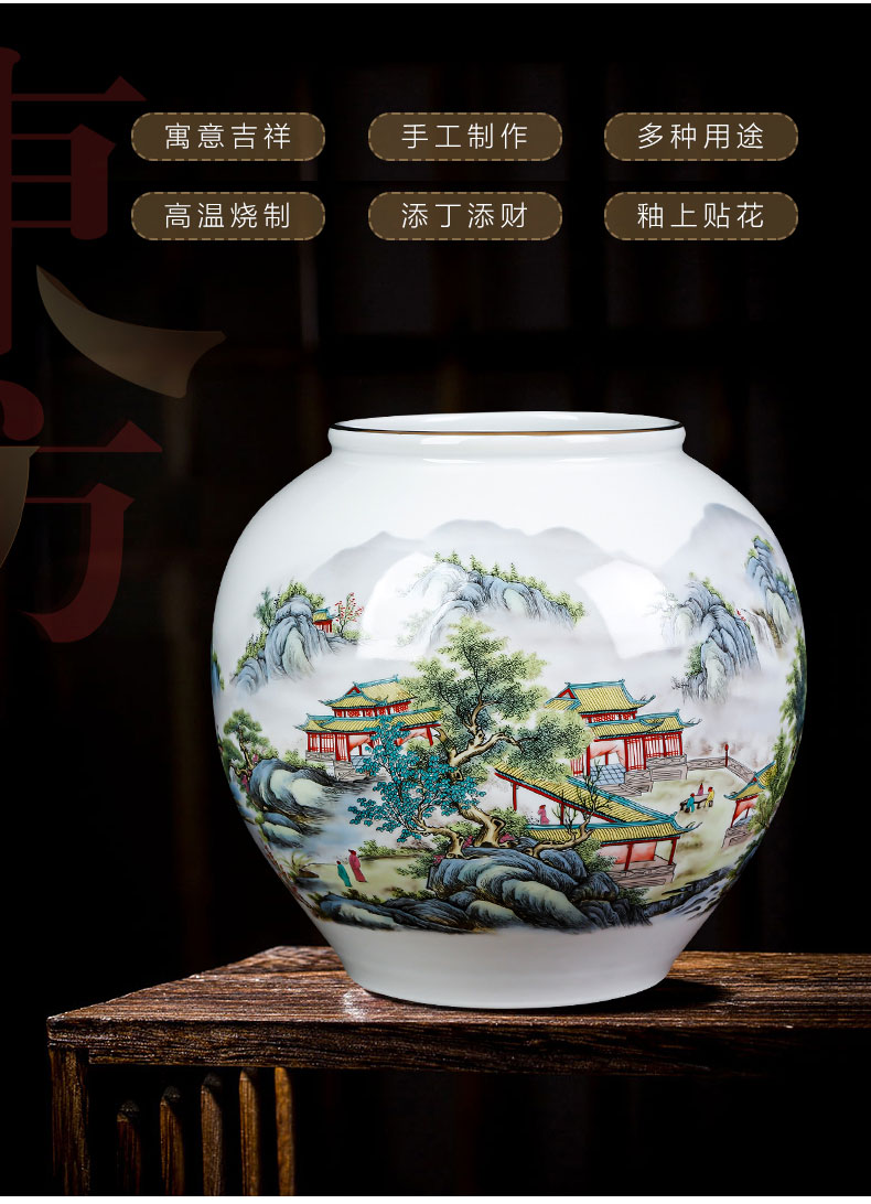 Jingdezhen ceramics vases newest autumn YunJing day big round pot Chinese style living room TV ark adornment furnishing articles