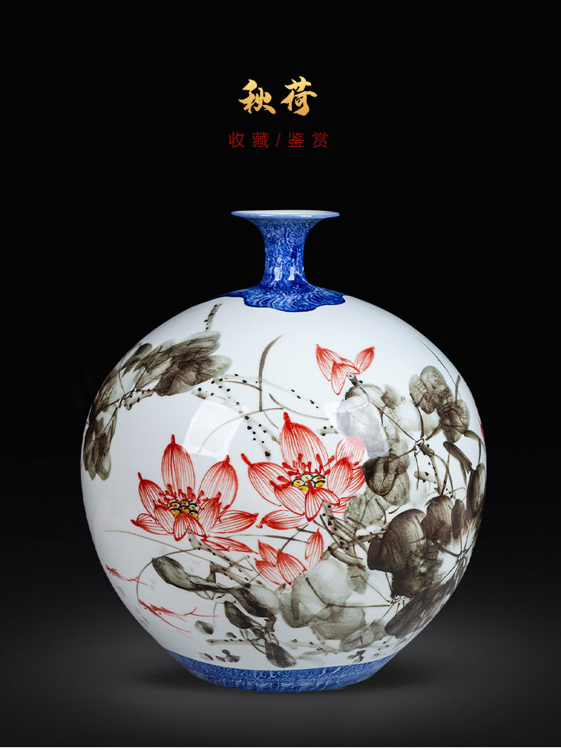 Jingdezhen ceramics hand - made large painting of flowers and pomegranate vase rich ancient frame sitting room adornment of Chinese style household furnishing articles