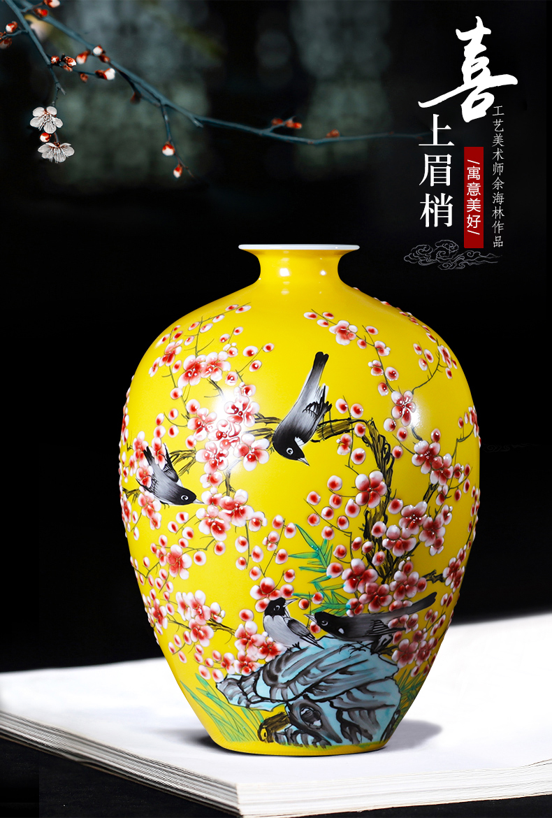 Jingdezhen ceramics hand - made vases, flower arranging furnishing articles of modern Chinese style household living room TV cabinet wine accessories
