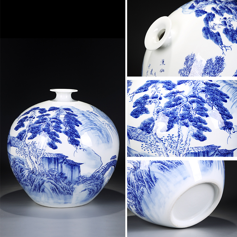 Jingdezhen ceramics hand - made flowers of blue and white porcelain bottle furnishing articles Chinese flower arranging sitting room adornment is placed TV ark