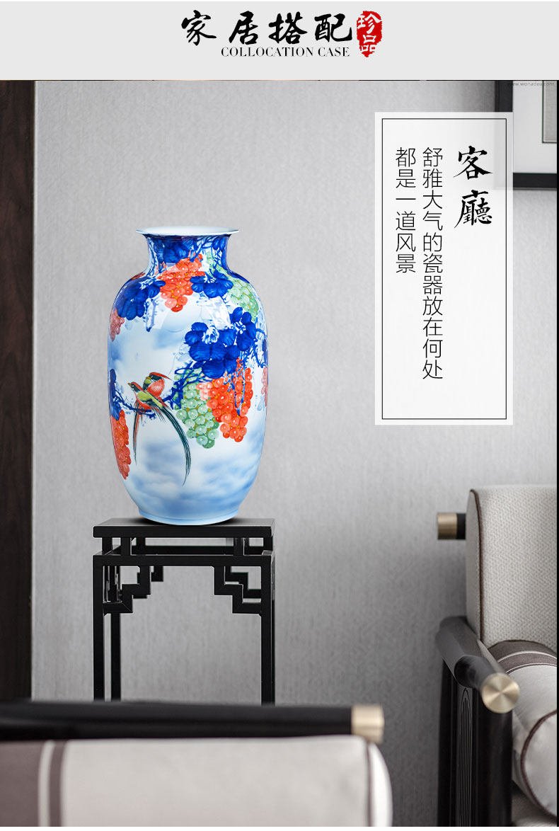 Jingdezhen ceramics hand - made fruitful achievements large vase landing place, a new Chinese style home sitting room adornment