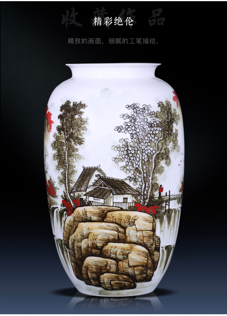 Jingdezhen ceramics vase landing place, a large sitting room flower arranging hand - made under glaze color crafts household act the role ofing is tasted