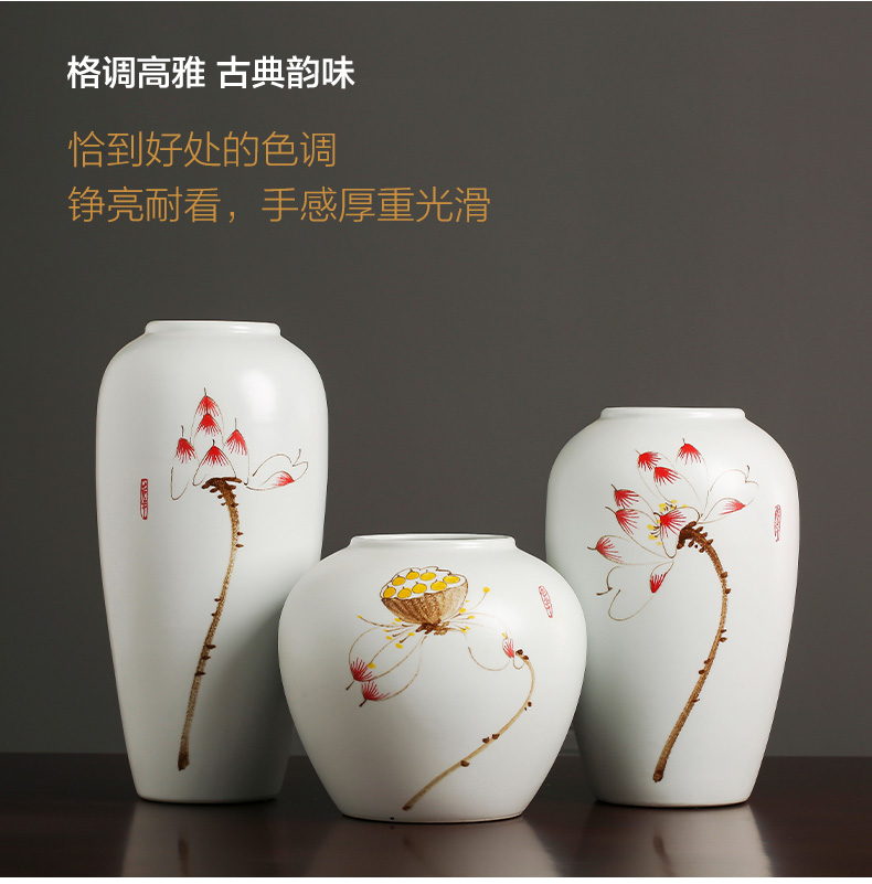 Jingdezhen ceramics hand - made vases, I and contracted sitting room of Chinese style household flower arranging TV ark adornment furnishing articles