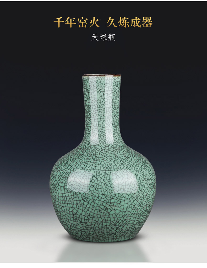 Jingdezhen ceramics archaize crack blue glaze on large vases, Chinese style restoring ancient ways home sitting room adornment is placed