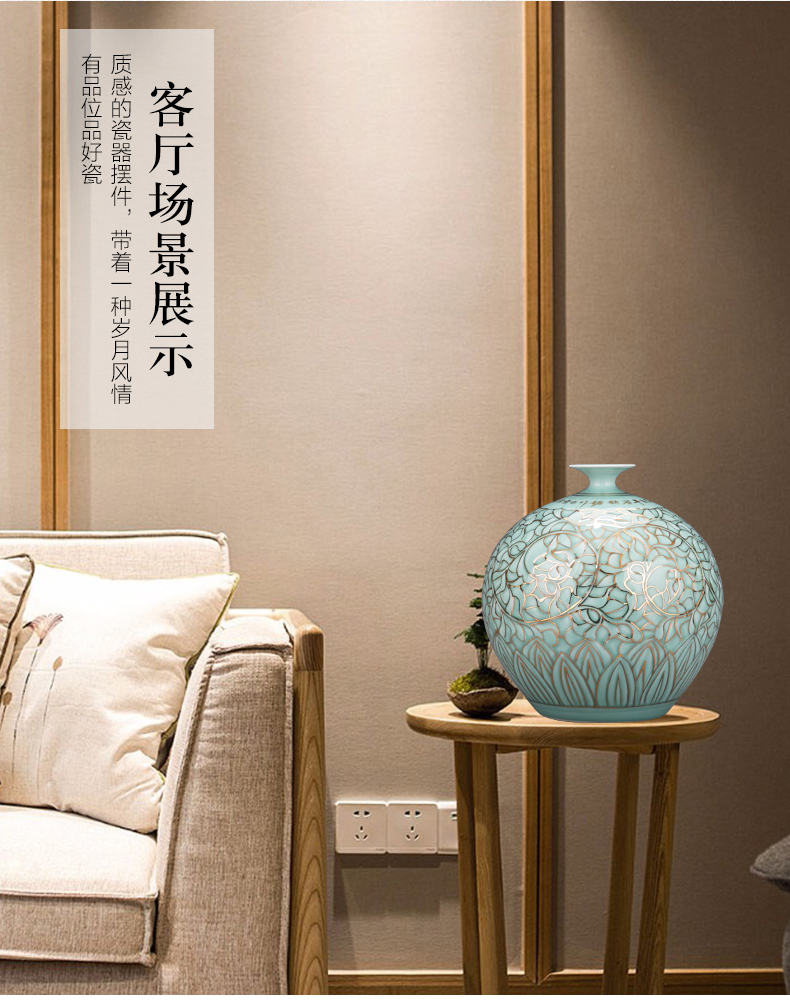The Master of jingdezhen ceramics hand - made light relief paint vases, new Chinese style key-2 luxury home sitting room adornment is placed