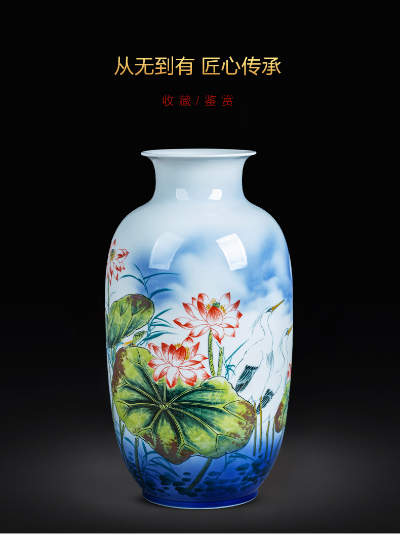 Jingdezhen ceramics hand - made lotus flower vase landed large new sitting room adornment of Chinese style household furnishing articles furnishing articles