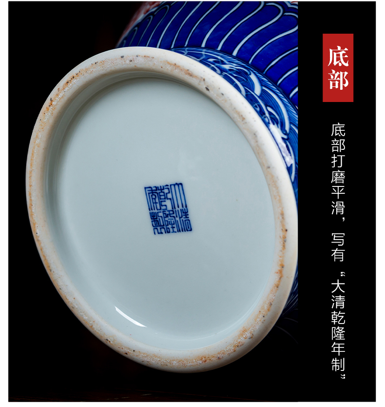 Jingdezhen ceramics hand - made vases, blue and white porcelain furnishings living room TV cabinet antique Chinese porcelain ornament