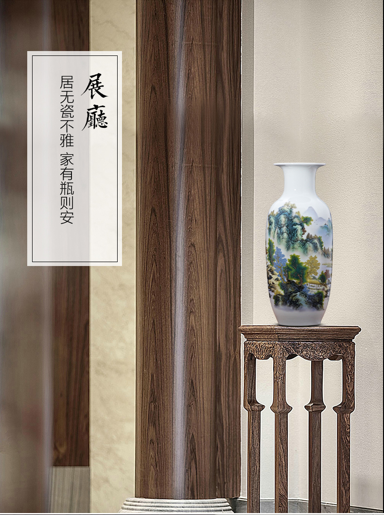 Jingdezhen chinaware big blue and white porcelain vase lucky bamboo flower arrangement sitting room ark, household craft ornaments furnishing articles