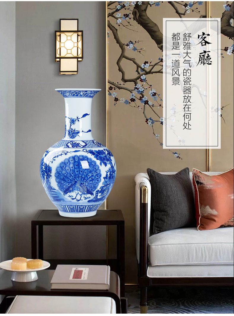 Archaize large blue and white porcelain is jingdezhen ceramics vase sitting room floor furnishing articles TV ark, home decoration