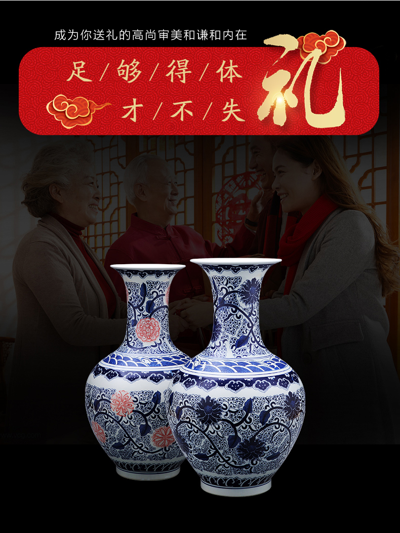 Jingdezhen ceramics antique hand - made flowers of blue and white porcelain bottle place to live in the sitting room TV ark adornment arranging flowers