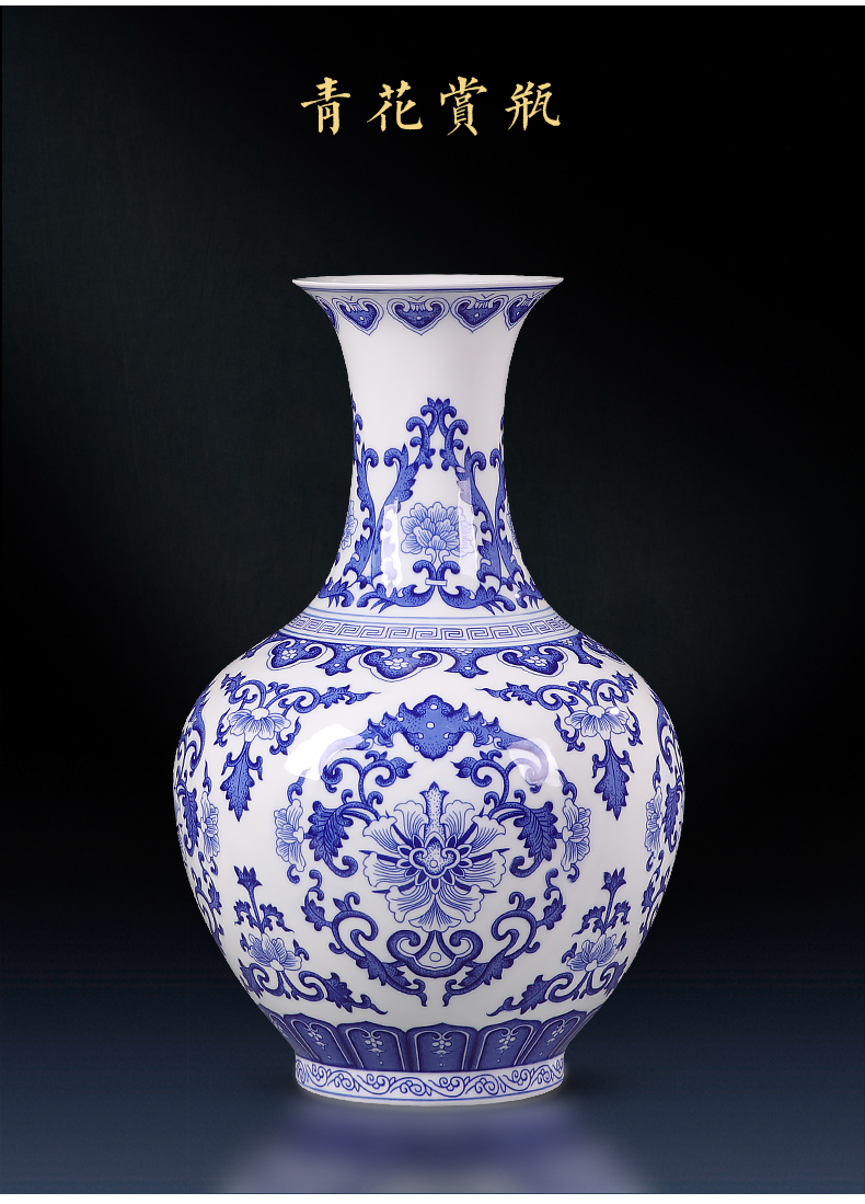 Jingdezhen ceramics hand - made furnishing articles of modern blue and white porcelain vase of new Chinese style household living room TV cabinet decoration