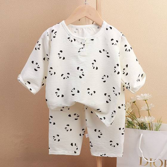 男童女童夏季新款家居服套装爆款儿童睡衣七分袖七分裤空调服