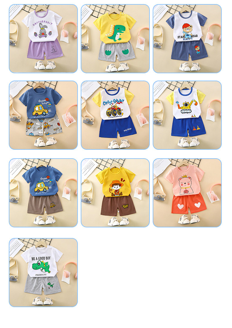 Kids Cotton Short Sleeve T-Shirt & Shorts Set - Cute Cartoon Summer Outfit O1CN01iPPwFR1iSkNKccBM2 !!497464412