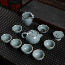 Longquan ice crack kung fu tea set household public Cup Tea Cup ceramic bubble tea divider filter set