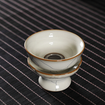 Ceramic tea filter tea leak bubble tea filter celadon Ru kiln ice crack can maintain creative tea compartment tea set parts