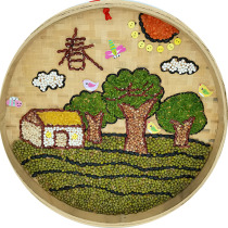 Grain paste handmade DIY seed painting restaurant bamboo sieve painting bean painting spring summer autumn and winter