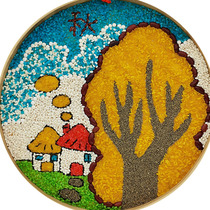 Grain paste painting handmade DIY seed painting finished grain painting bean painting bean painting bamboo sieve painting autumn harvest
