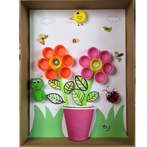 Waste utilization environmental protection diy toy handmade class material package mineral water beverage bottle cap shoe box cover paste flower