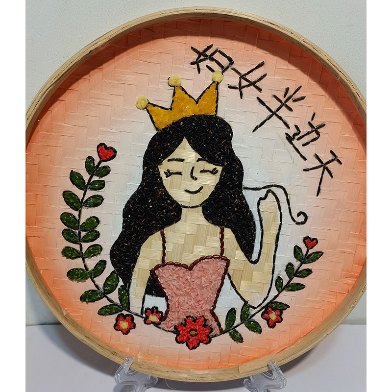 Grain paste painting handmade DIY seed painting rice painting grain painting bean painting bamboo sieve painting women half the sky
