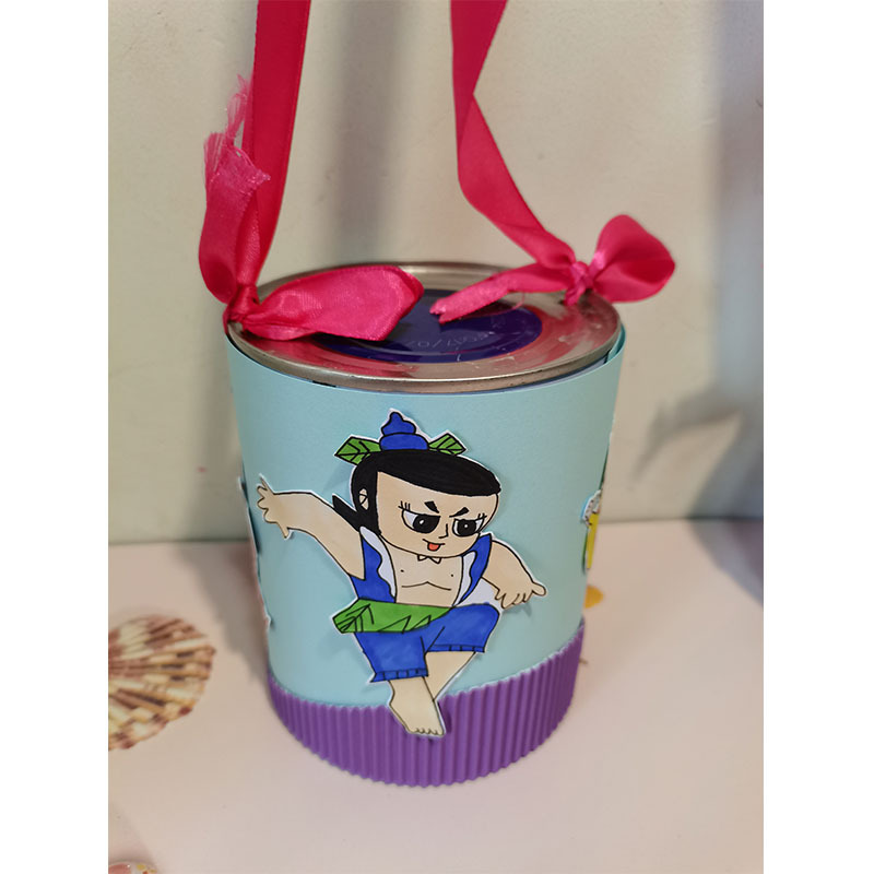 Cardboard Box Creative Art Handmade Turns into Waste into Treasures, Wasteland Utilization, Milk Powder Can Stilts, Colorfulful Finished Product Decoration