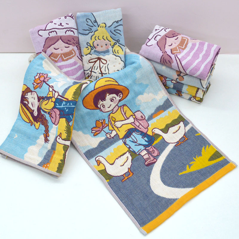 Four-Layer Disney Kidsren's Towel Pure Cotton Soft Gauze Household Quick-Drying Face Washcloth Baby High-Value Hand Towel