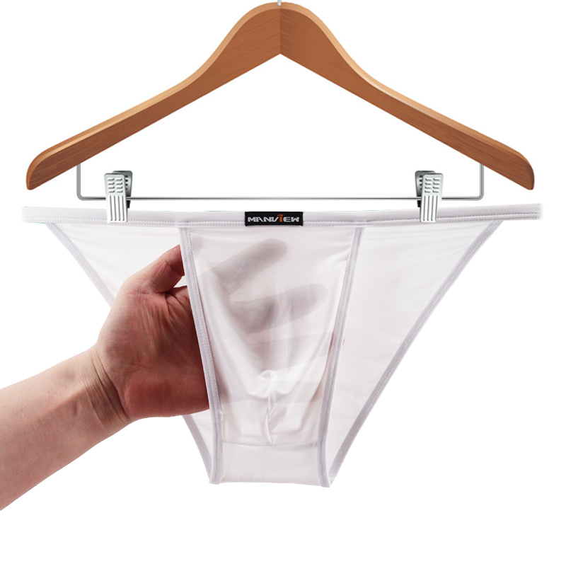 Quần lót nam nam mini băng lụa ngắn gợi cảm siêu mỏng eo giữa cao ngã ba bên mỏng trong suốt quần short gợi cảm mùa hè bán đồ lót nam nữ