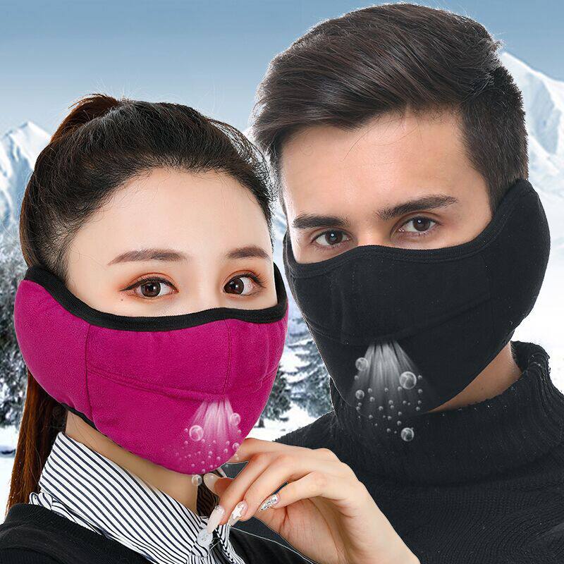 Winter thickened warm earmuffs open breathable non-suffocating masks for men and women cycling windproof cold-proof anti-ha gas mask