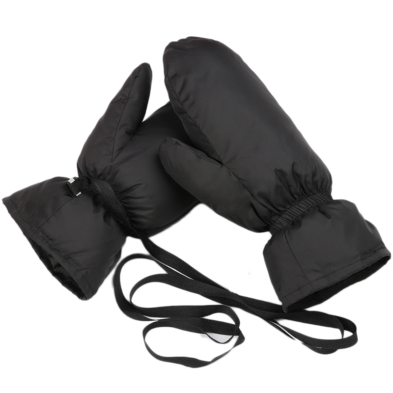 Down gloves for women and men to thicken and keep warm outdoor riding gloves windproof and coldproof ski hanging neck mittens couples