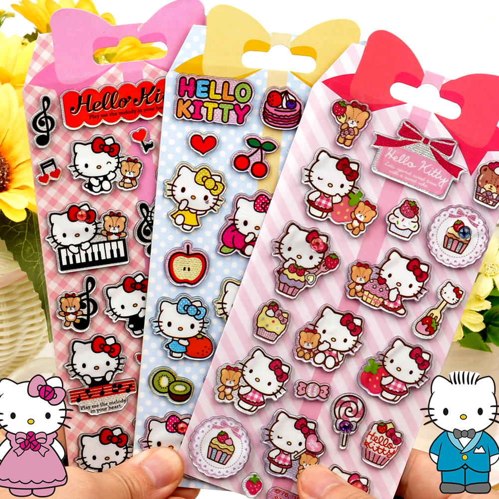 hello kitty sticker hello kitty three-dimensional candy post children girl hallo kitty paste picture