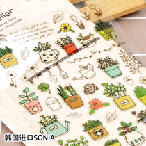 South Korean SONIA hand ledger small sticker multimeat plant flower and grass crystal drop glue stereoscopic 3D decoration DIY waterproof paste
