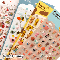 South Korea Funny three-dimensional crystal animal giraffe installation stickers diary gifts mobile phone decoration Children DIY stickers