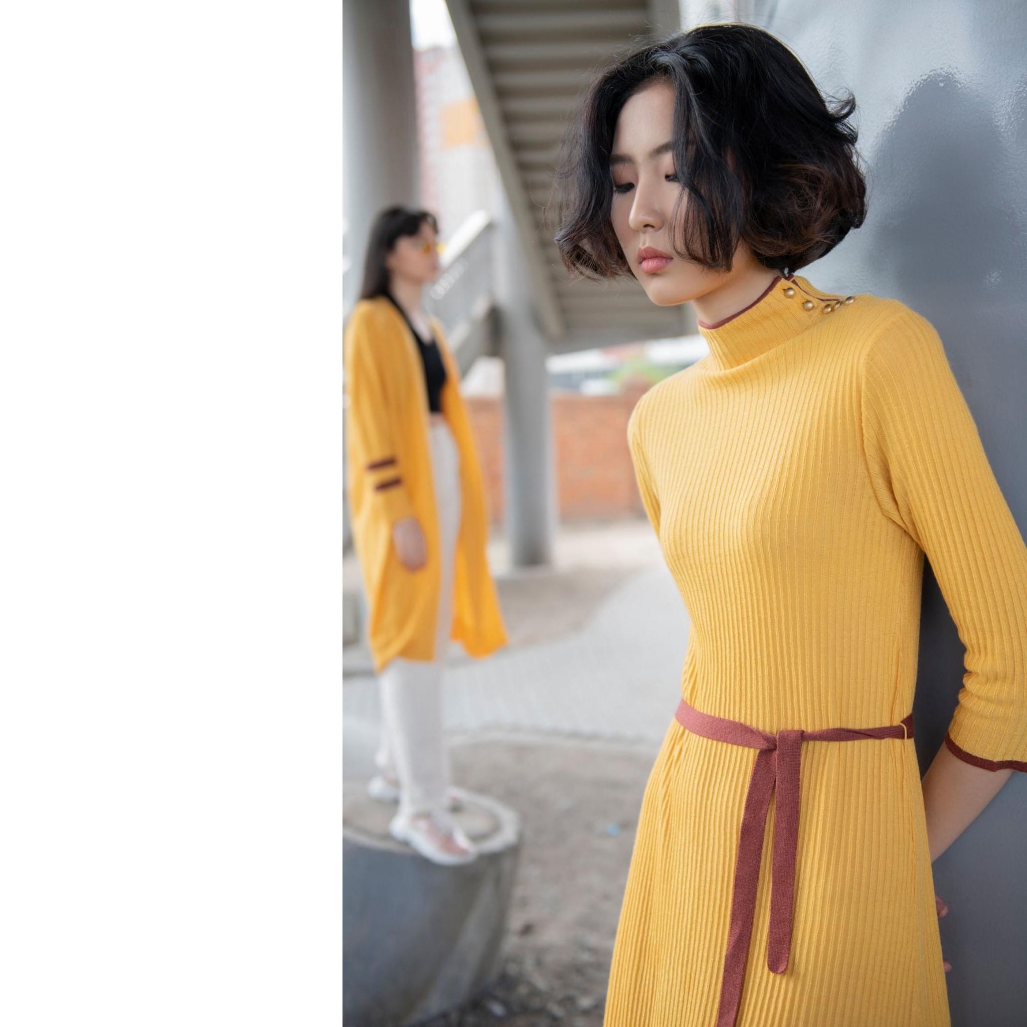 New spot Mongolia Gobbigoyo Spring and summer new French-style velvet striped dress tricolor