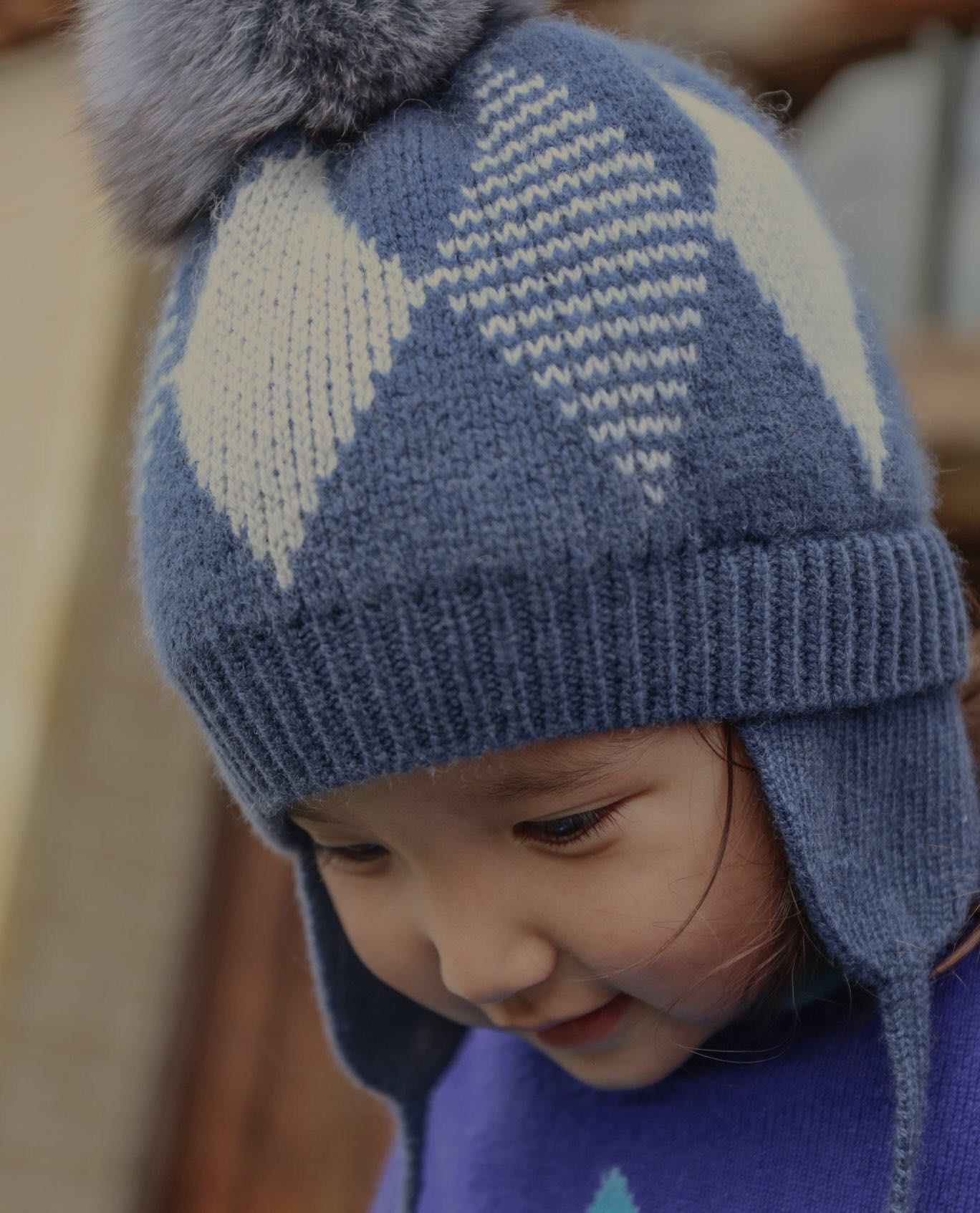 Mongolia goyol cashmere children's cap thin and warm prism of the thin - shelf minor soft button