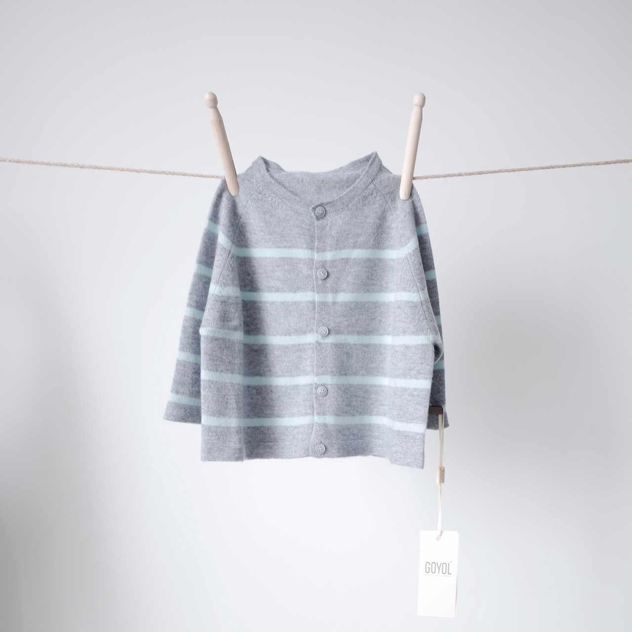 (In stock) Mongolian GOYOL baby newborn 100% pure cashmere striped color matching skin-friendly cardigan