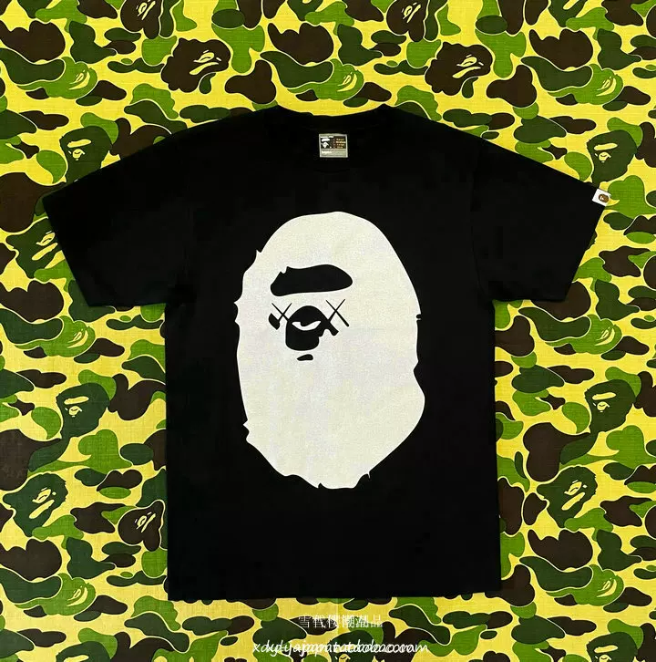 BAPE X KAWS совместная супер ограниченная белая футболка с головой обезьяны Original Fake в первый год